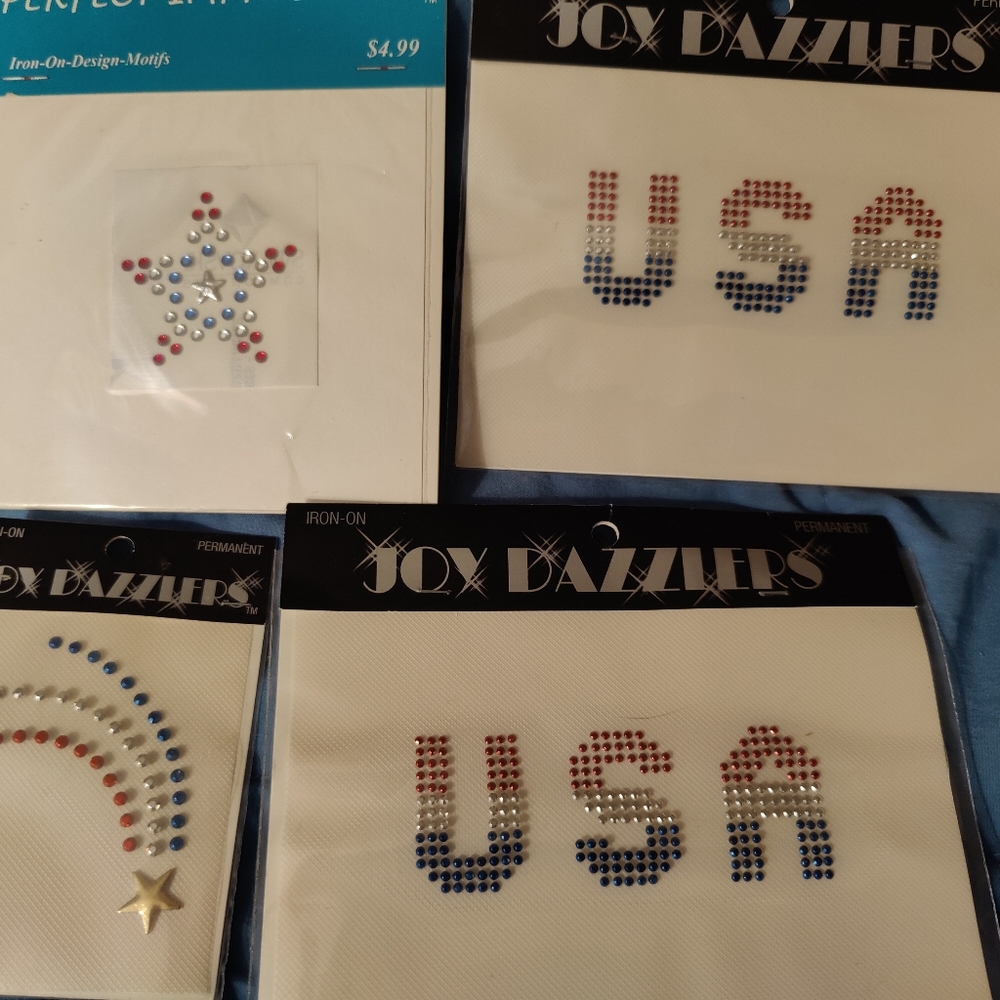New Patriotic USA Iron On Fashion Gem Designs